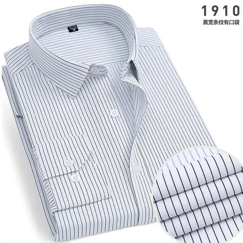 Men's Striped long-sleeved Anti-wrinkle Comfortable Breathable Slim Fit Shirt