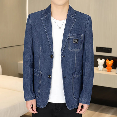 Men's Solid Color Gentleman's Versatile Outdoor Ultra-thin Breathable Denim Blazer