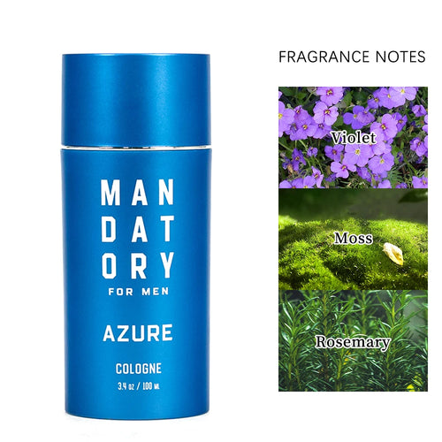 MANDATORY 3.4 Oz Eau de Cologne Spray Men's AZURE Fragrance Note of Rosemary