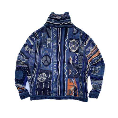 Man Tide Punk Japanese Retro Heavy Loose Sweater Knitted Cardigan Robe