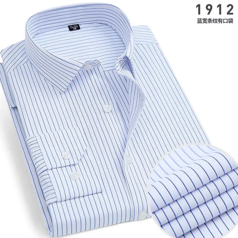 Men's Striped long-sleeved Anti-wrinkle Comfortable Breathable Slim Fit Shirt