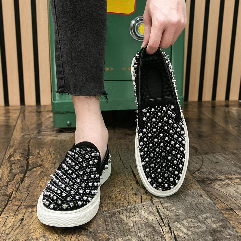 Men Rivet Luxury Round Toe Spikes Loafer Casual Comfortable Sneakers