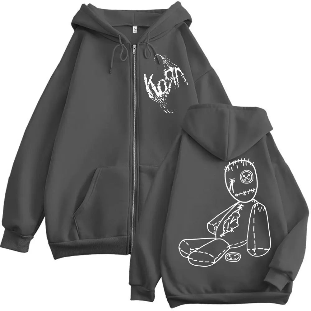 Korn Rock Band Merch 100% cotton Print Zipper Hoodie Album Issues High Quality Fashion