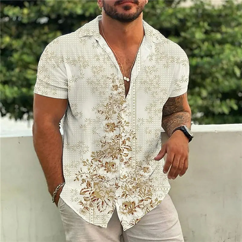 Men's Hawaiian Casual Short Sleeve Pocket Collar Shirt