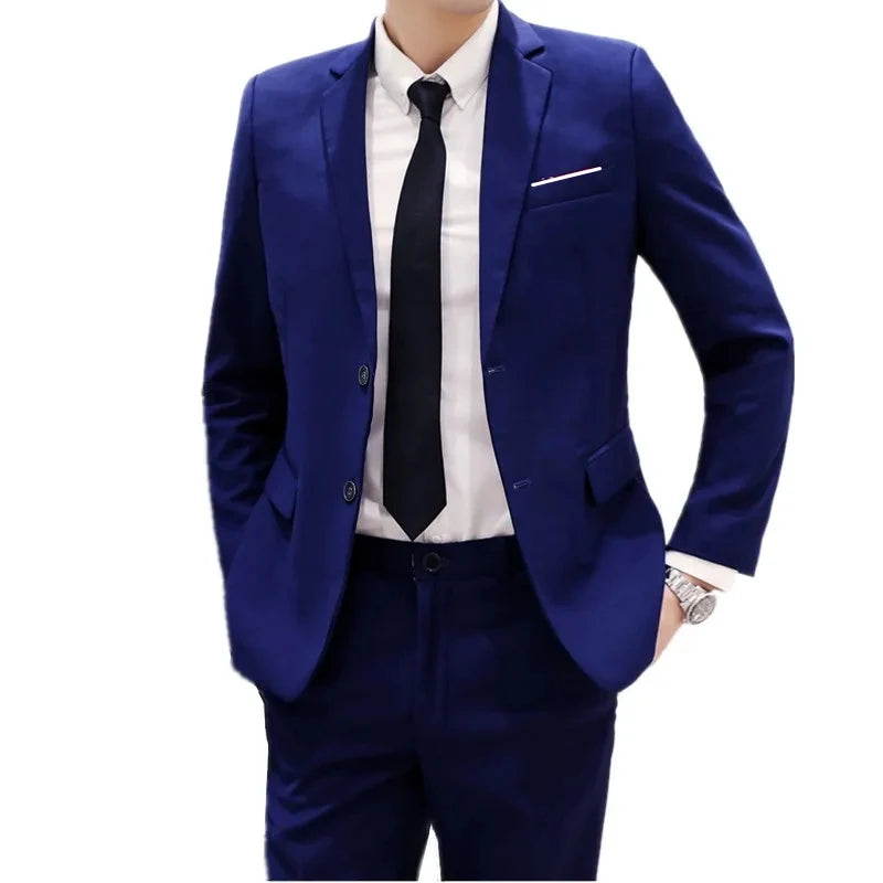 Two Piece Set  Classic High Quality Slim Jacket Trousers