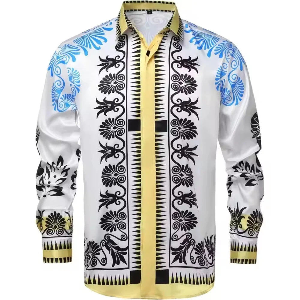 Men's lapel button-down fashionable and luxurious soft and comfortable plus size shirt