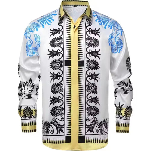 Men's lapel button-down fashionable and luxurious soft and comfortable plus size shirt