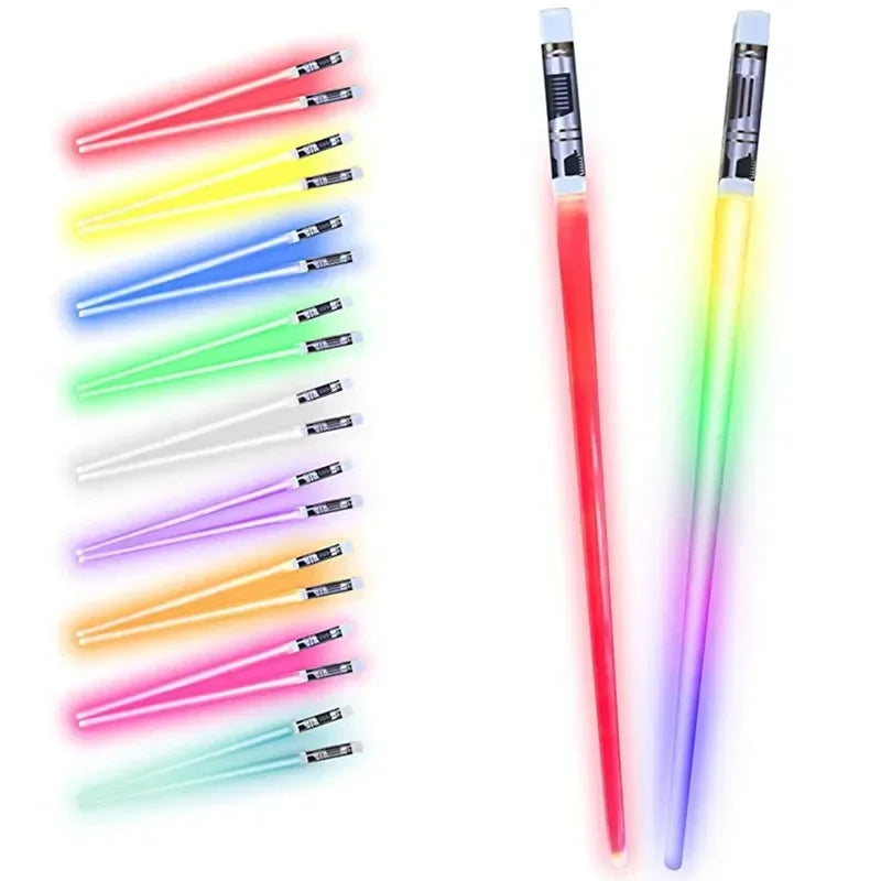 1 Pair LED Lightsaber Mini Chopsticks Reusable Luminous Chinese Chopsticks