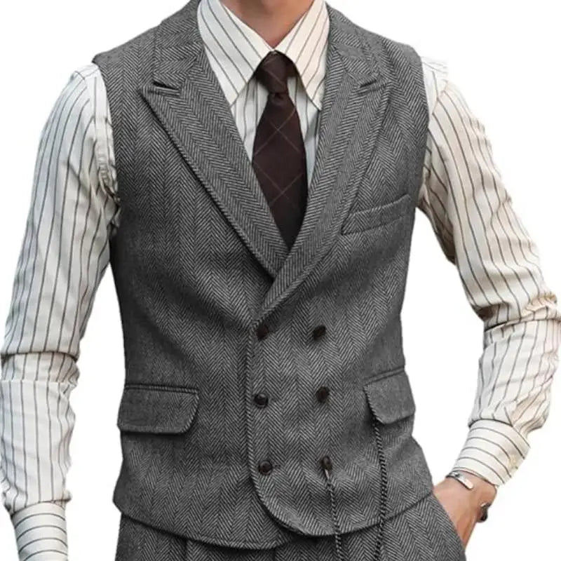 Men Suede Leather Gentleman Waistcoat Vintage Regular Slim Suit Vest