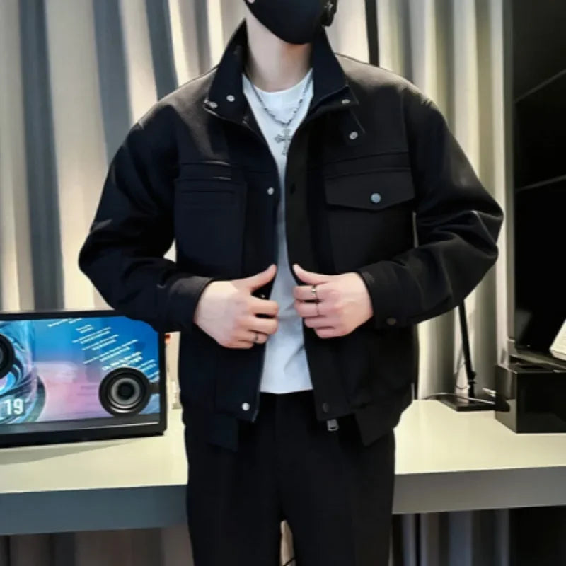 Jacket for Men Short Cargo High Quality Vintage Joker Luxury Designer Coat