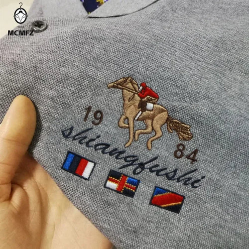 Men's Casual Fashion Polo Shirt Breathable and Comfortable Embroidered Top