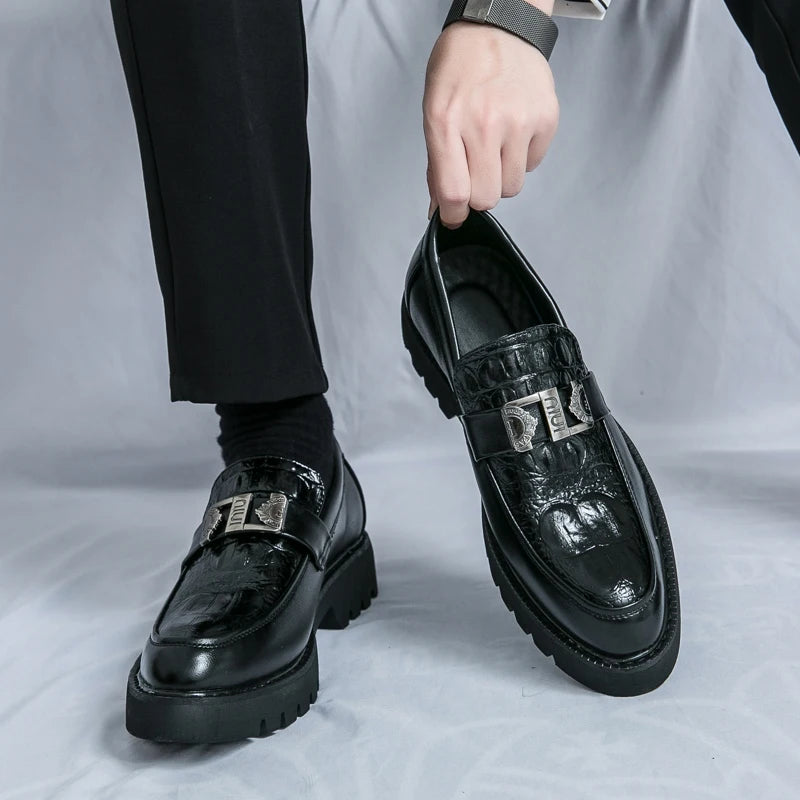 Men's Thick Soled Men Dress Platform Comfortable Slip-On Shoes