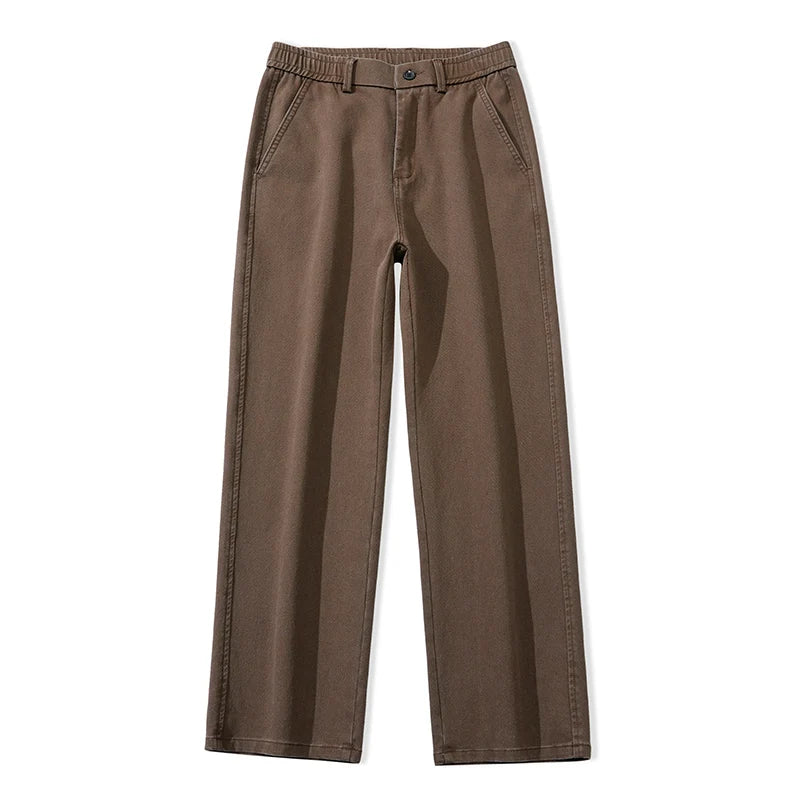 Men's Lyocell Straight Loose Elastic Waist Jeans Comfortable Pants Plus Size 5XL