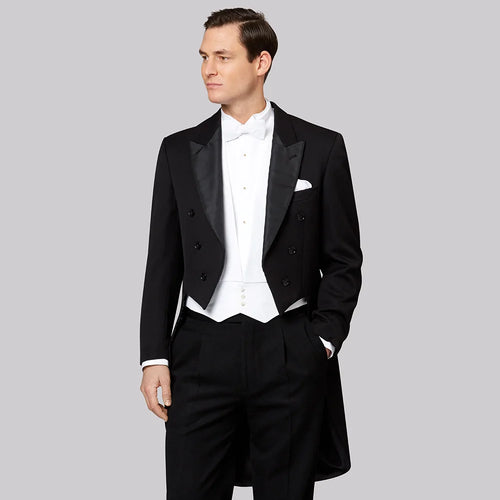 Black Men's Suit Slim Fit Peak Lapel Elegant Formal 3 Piece Tuxedo (Blazer+Vest+Pants)