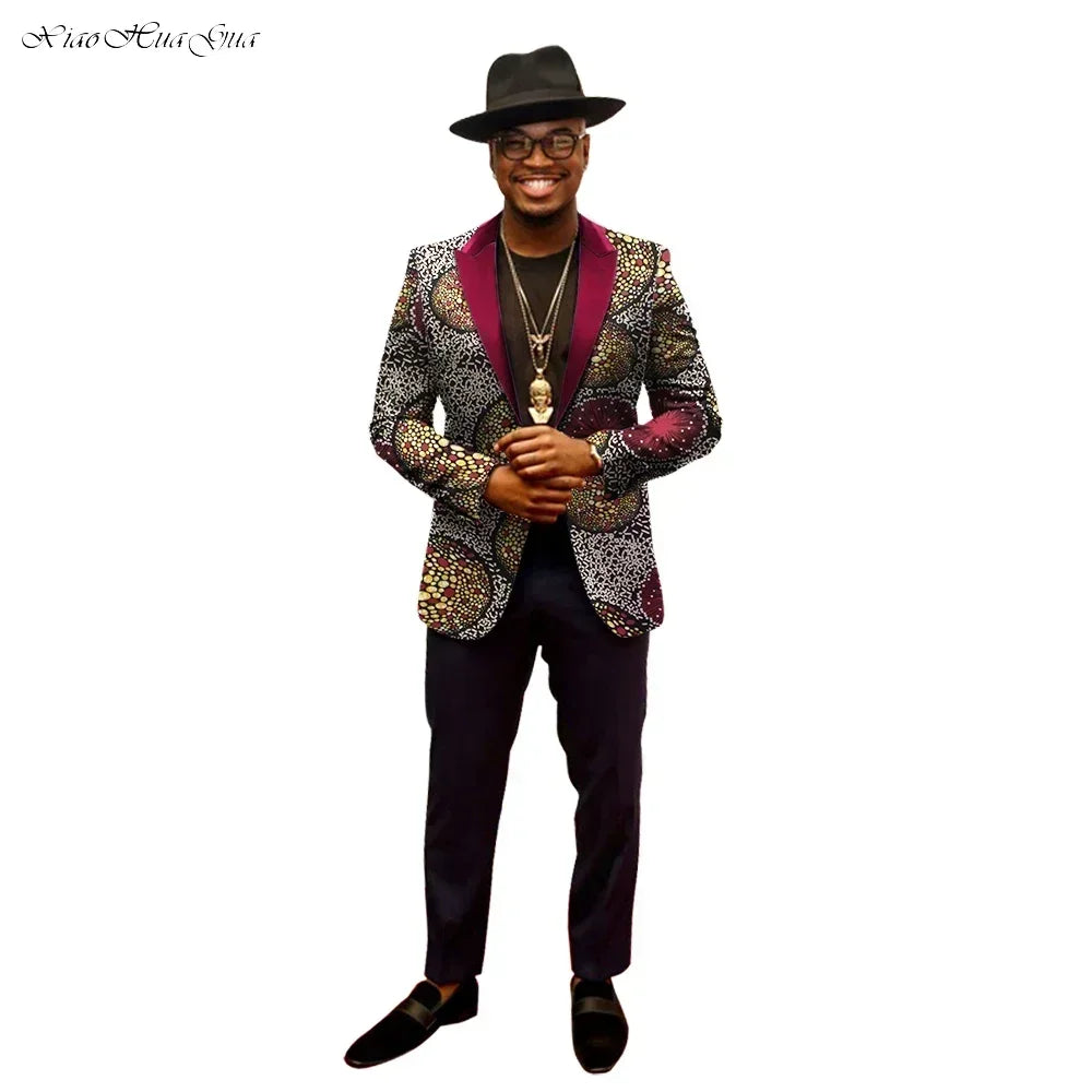 African Jacket for Men Long Sleeve Top African Dashiki African Print Blazer