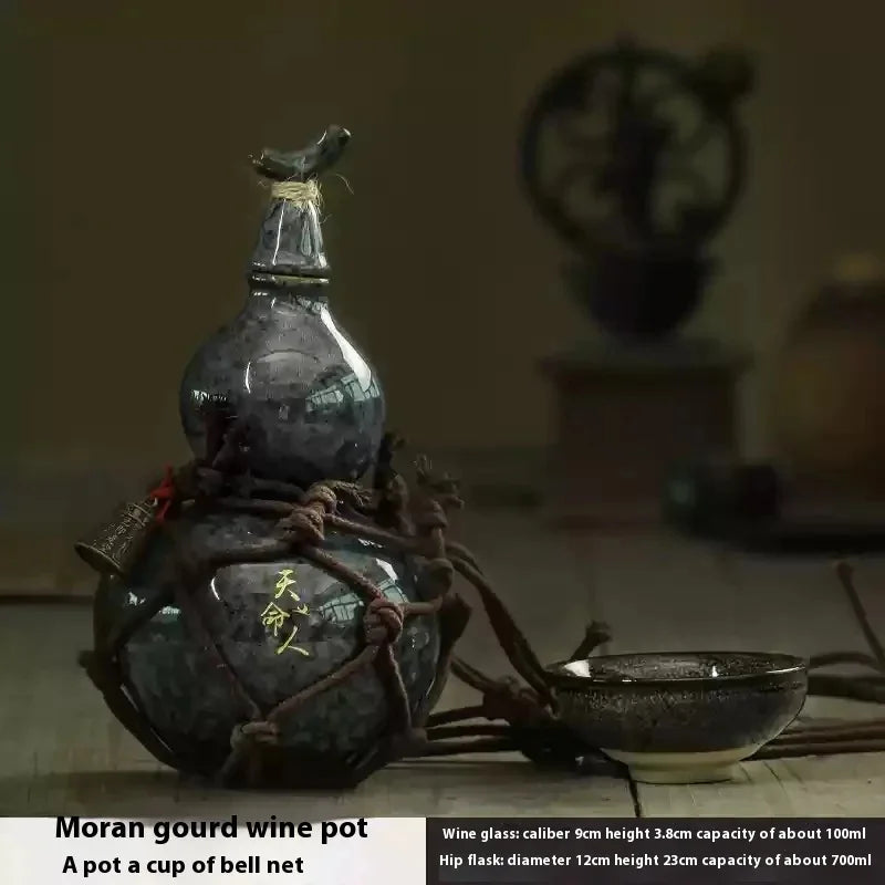 700ml Wukong Ceramic bottle Destiny Of Heaven Net Bag Wine Gourd Set Diagonally Across Kettle