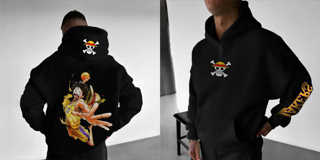 ONE PIECE Luffy Basketball Print Unisex Thermal Sweater Solid Color Hoodie