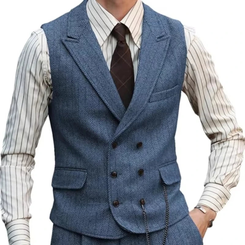 Men Suede Leather Gentleman Waistcoat Vintage Regular Slim Suit Vest