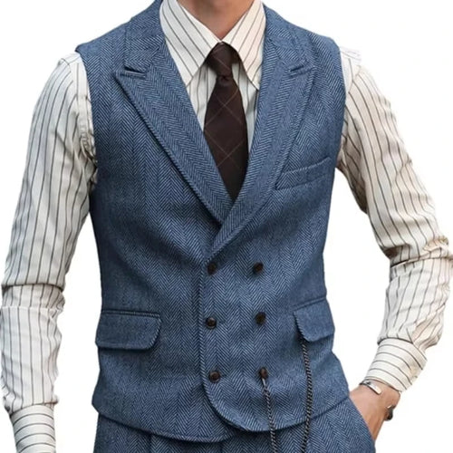 Men Suede Leather Gentleman Waistcoat Vintage Regular Slim Suit Vest