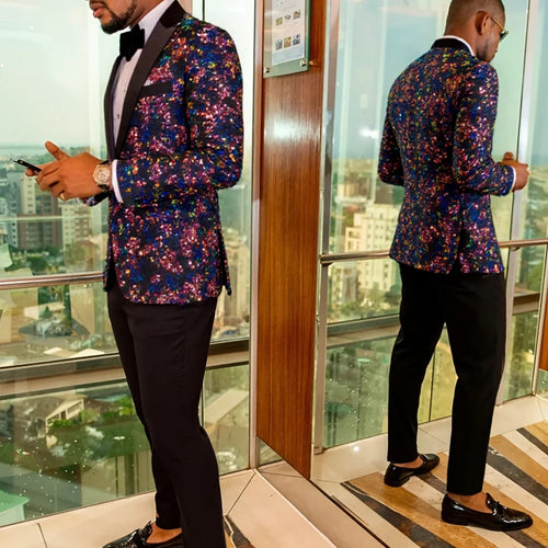 Men's fashion sequined suit jacket formal party