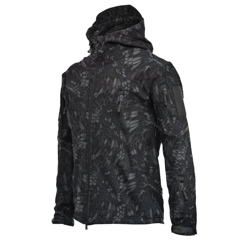 Shark Skin Soft Shell Combat Jackets Men's Hooded Bomber Coats