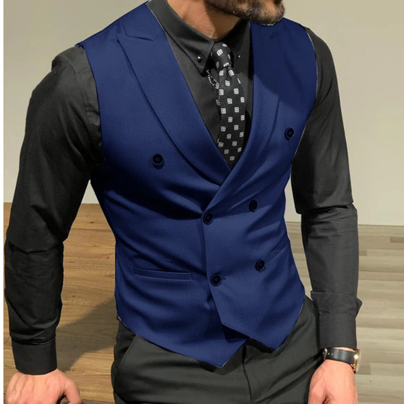 Men's Suit Vests with Double Breasted Slim Fit Waistcoat