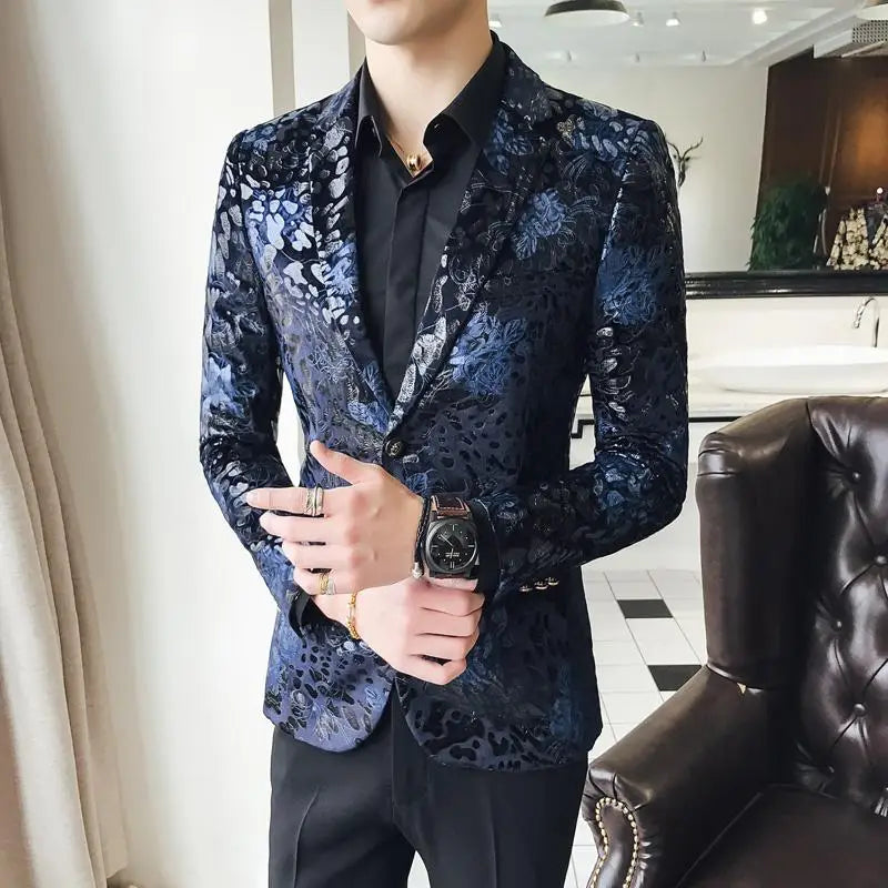 Men's British Style Gentleman Leisure Hot Print Blazer