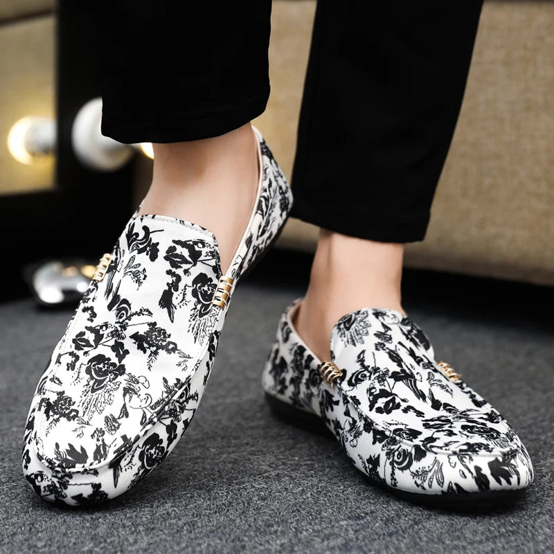 Print Comfortable Breathable Loafers Slip on Non-slip Shoes For Men
