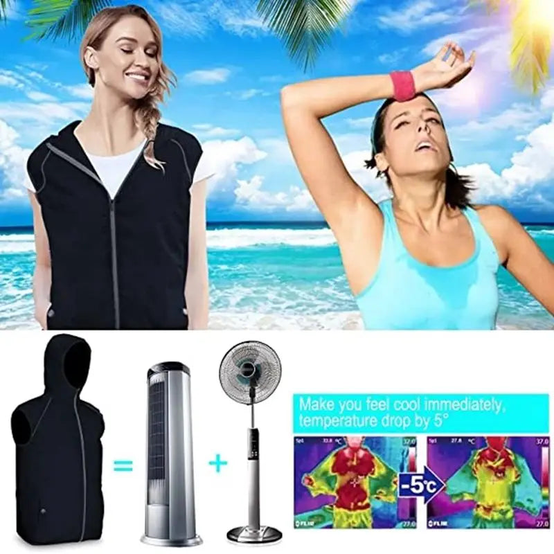 Fan Air Condition Man Ultralight Outdoor Vest  Jacket Sun Windbreaker
