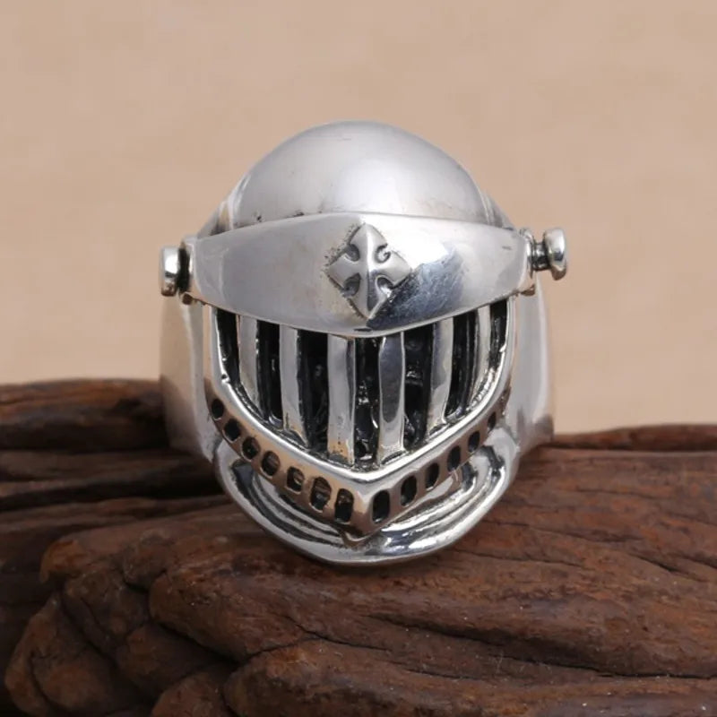 Silver Jewelry Retro Personalized Armor Skull Knight Man Ring