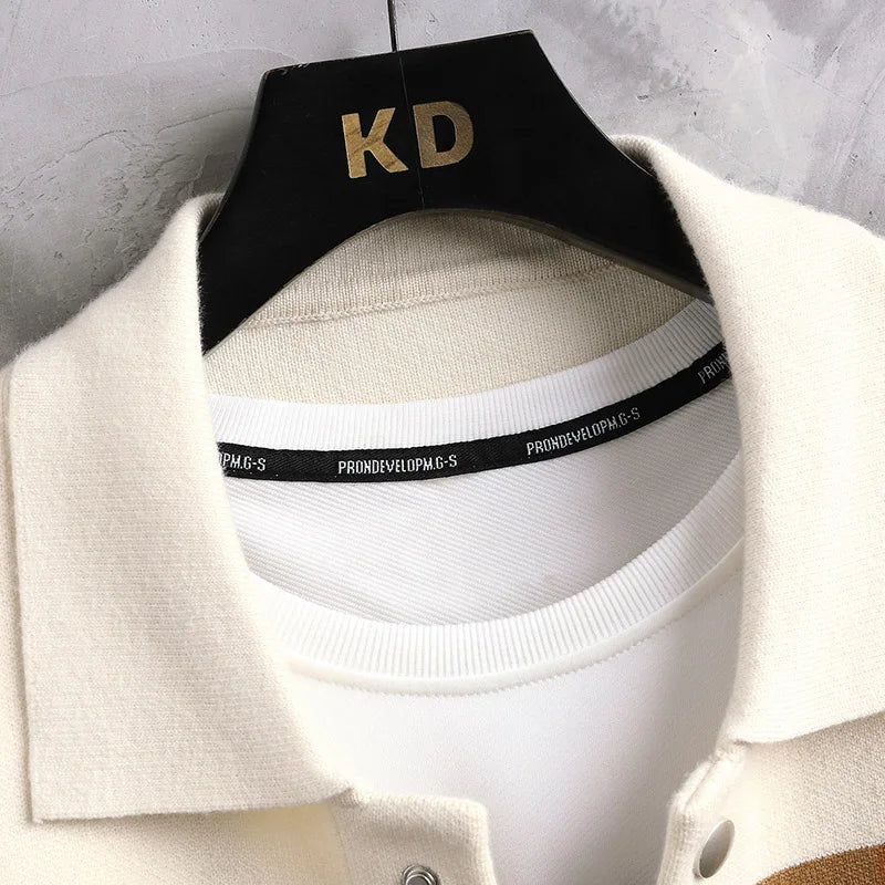 Casual Cardigan Sweater Men's Fashion Versatile Long sleeved Knitted Coat