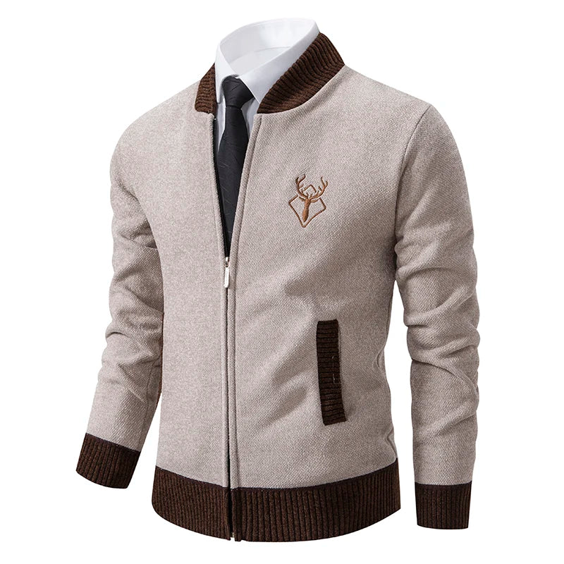 Chenille padded jacket men's warm trend knitted cardigan sweater coat