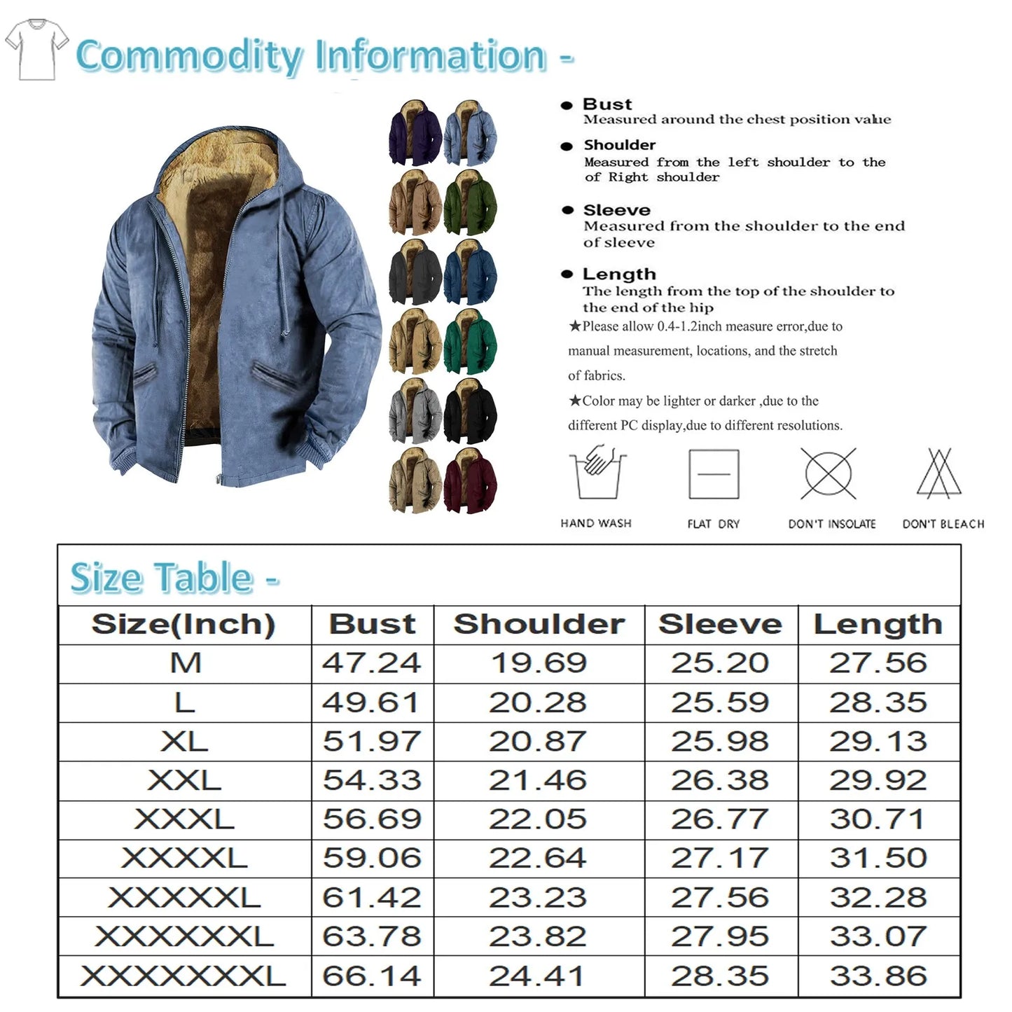 Men's Velvet Thick Corduroy Fur Collar Jacket Outwear Thermal Hooded