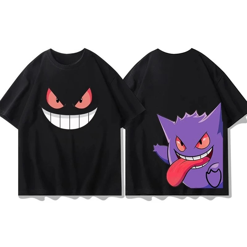 Pokémon Cute Gengar Printed T-shirt Unisex Plus Size Loose Short Sleeve Top
