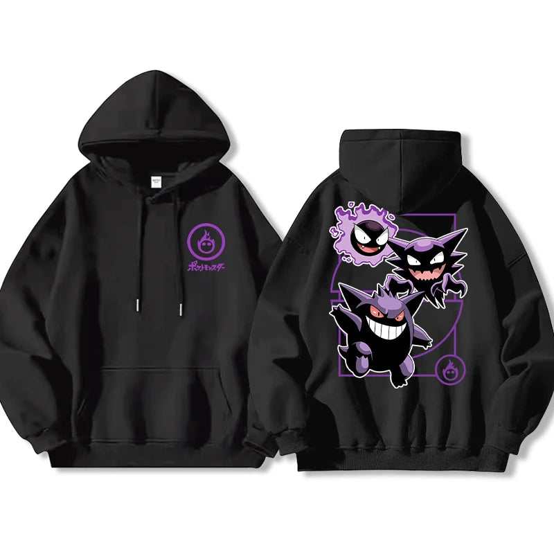 Pokémon Front and Rear Printed Hoodie Men Harajuku Large Size Casual Sweater