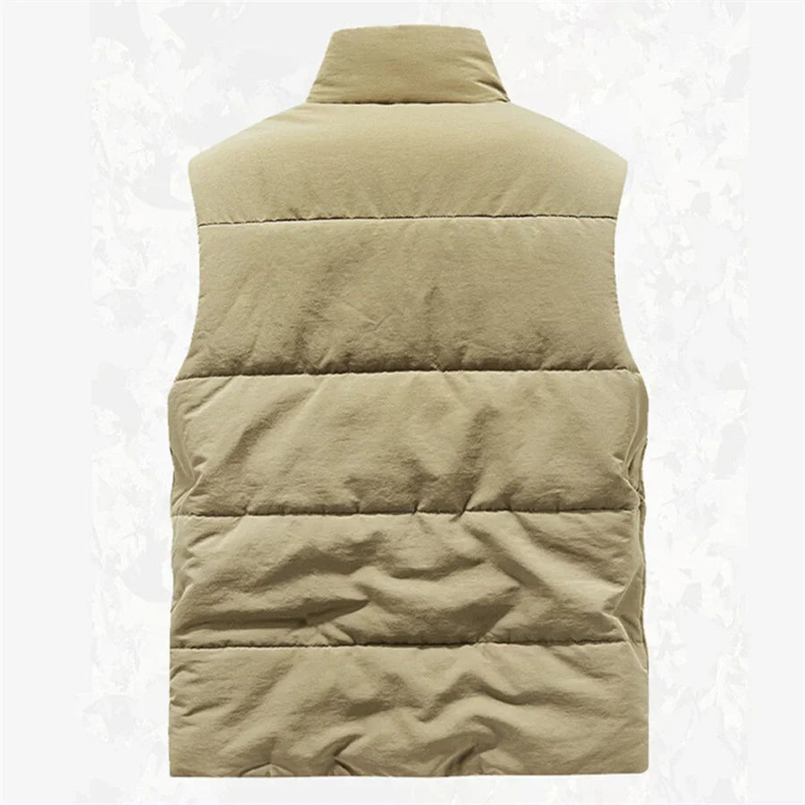 Cargo Vest Thick Fleece Warm Solid Color Tactical Men Waistcoat