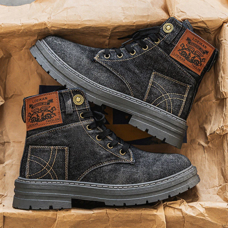 Men's high top denim casual trendy and fashionable boots