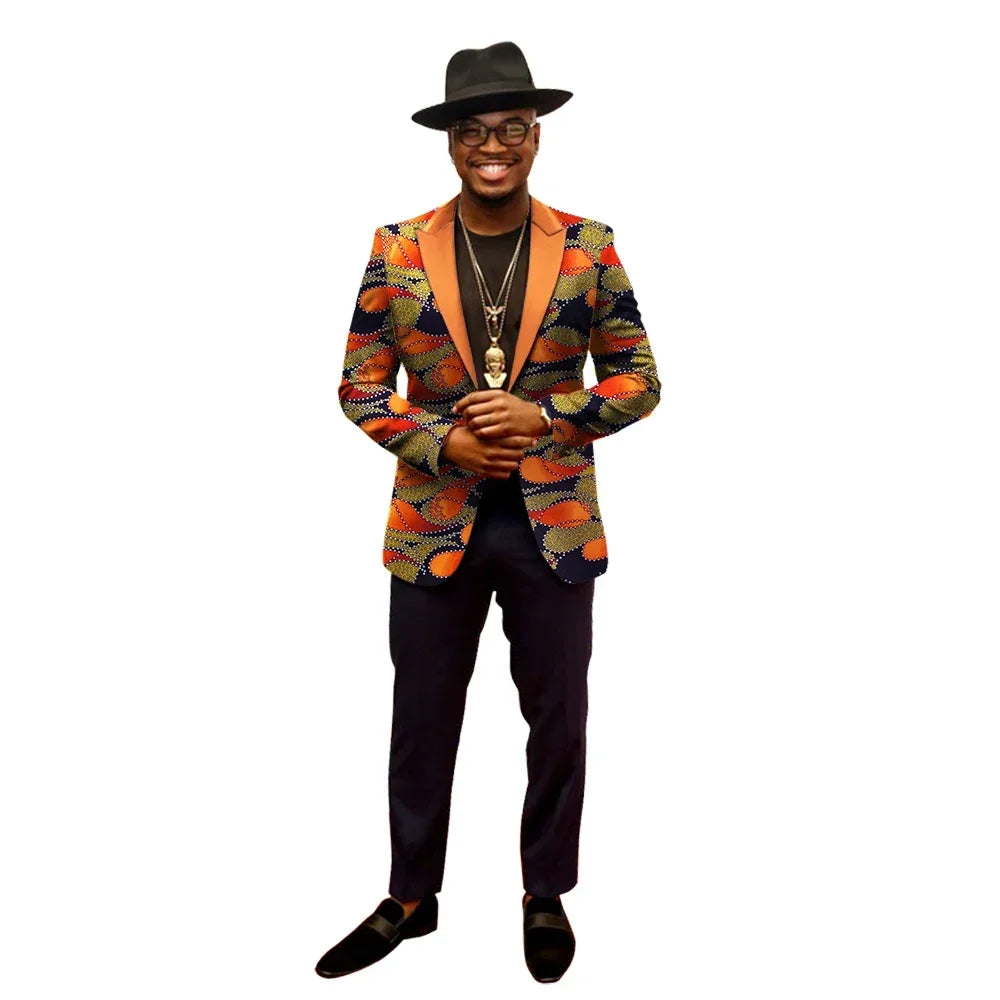 African Jacket for Men Long Sleeve Top African Dashiki African Print Blazer
