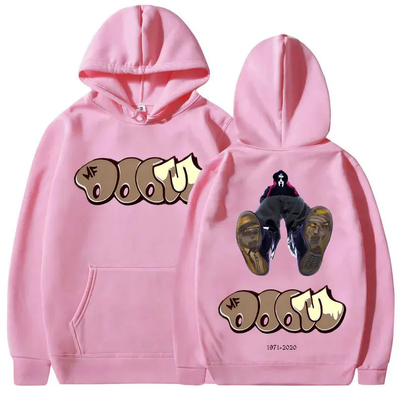 MF Doom Double Sided Print Hoodie Men Hip Hop Vintage Streetwear Sweatshirt