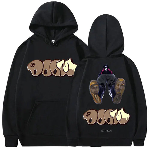 MF Doom Double Sided Print Hoodie Men Hip Hop Vintage Streetwear Sweatshirt