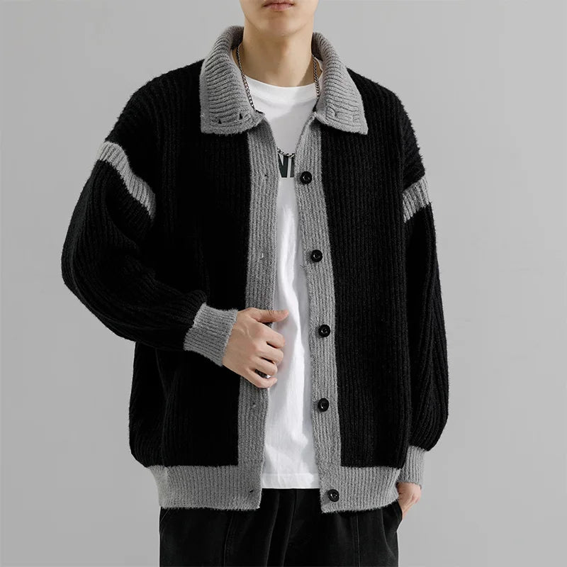 Lapel Buttoned Cardigan Thickened Loose Lapel Sweater Jacket Versatile Top