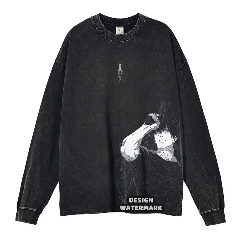 J-Jujutsu K-Kaisen Sweater Long Sleeve T Shirts  Sweatshirts Pullover 100% Cotton
