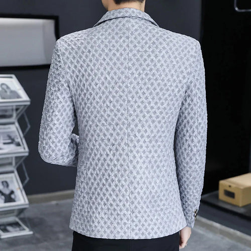 Men's Slim-fit Blazer Korean Handsome Polyester Suit for Men