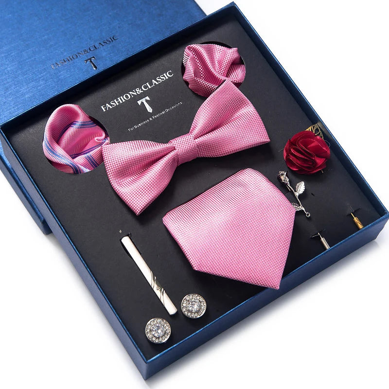 Gift Box Tie For Men Tie Pocket Squares Cufflink Set Necktie Box Man Floral Accessories