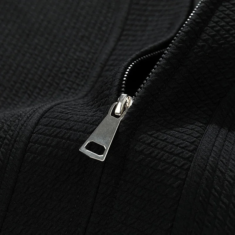Men Cardigan Pockets Coat Oversize Simple Thin Zipper Loose Sweater