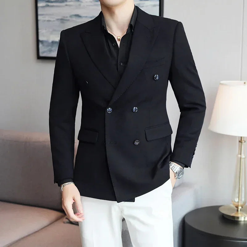 Luxury High-end Solid Color Plaid Stripe Men's Blazer Suit Jacket Coat