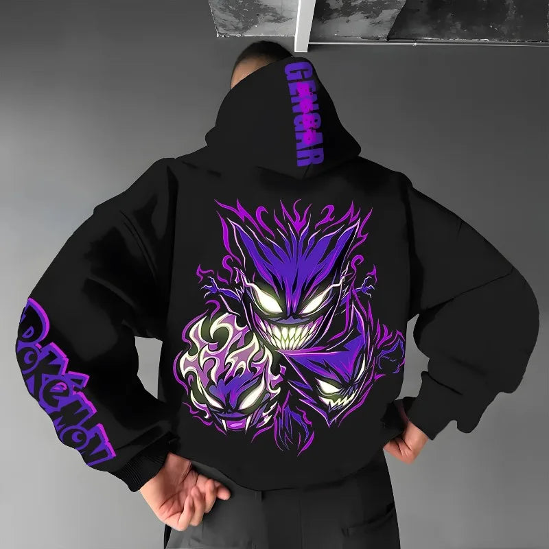 Pokémon Gengar Printed Hoodie for Men Harajuku Large Size Casual Top