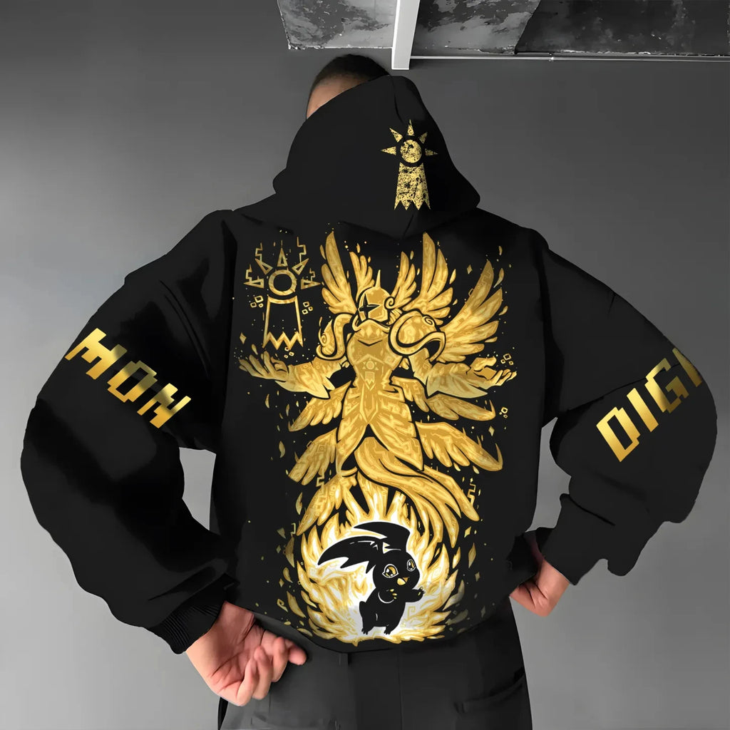 Digimon Patamon Harajuku Unisex Vintage Streetwear Oversized Hoodie Sweatshirt Long Sleeve Top