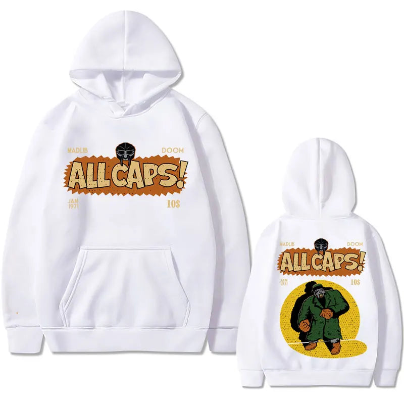 Madlib Doom Print Hoodies Pullover MF Doom Amazing Sweatshirt Men's Fleece Streetwear