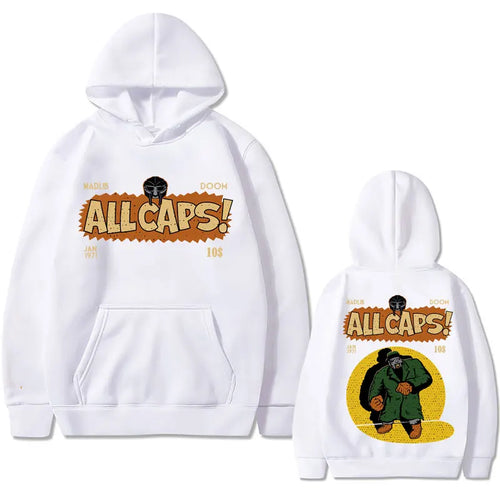 Madlib Doom Print Hoodies Pullover MF Doom Amazing Sweatshirt Men's Fleece Streetwear